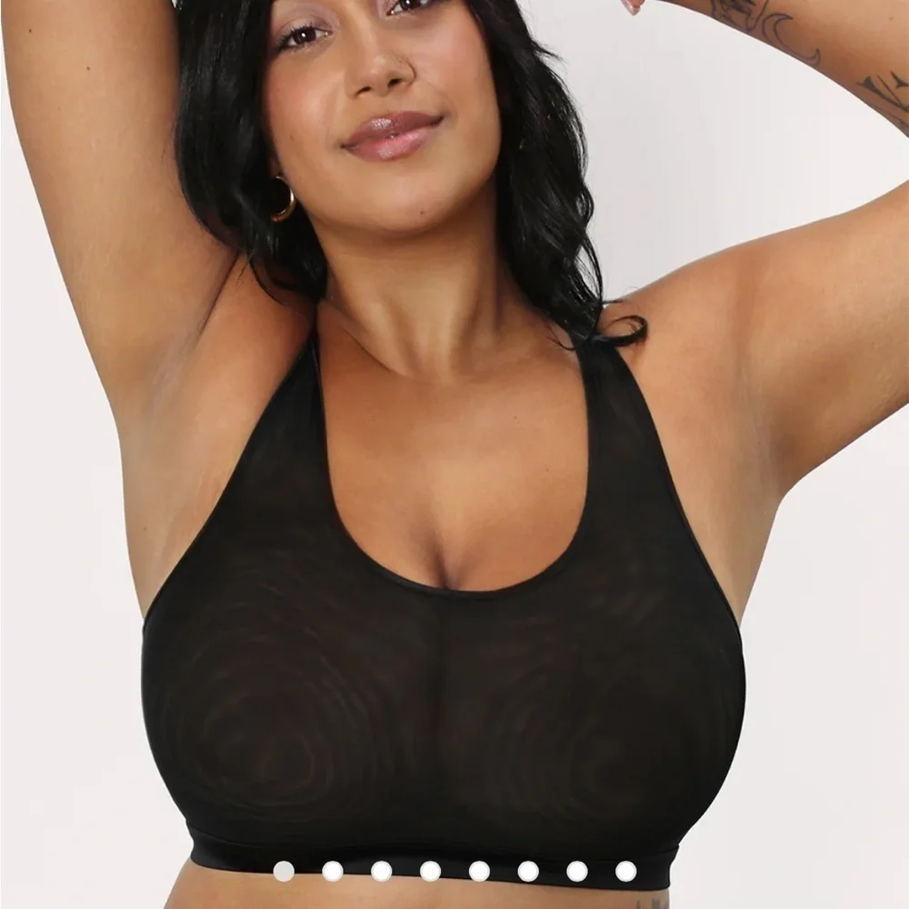 2/$30 Curvy Couture Black Sheer Mesh Bralette size large